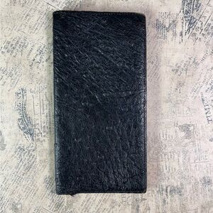 Vintage Italian Handmade Genuine Ostrich Skin Leather Wallet Exotic Luxury